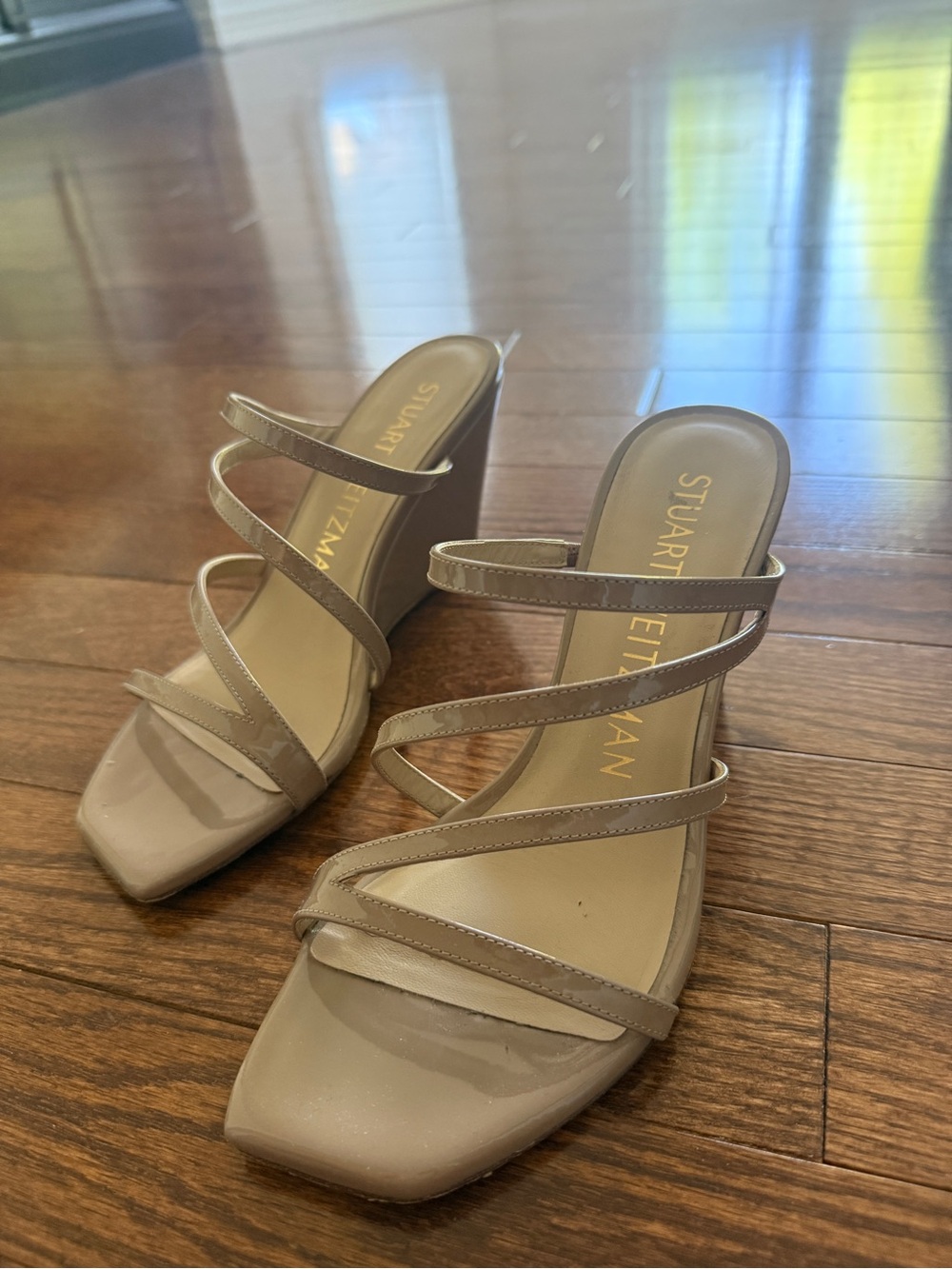 Stuart Weitzman Nude Taupe Strappy Wedge Sandals
